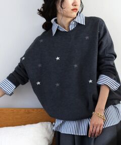 le.coeur blanc / ルクールブラン ニット・セーター | 《手洗い可能》スター刺繍ニットプルオーバー