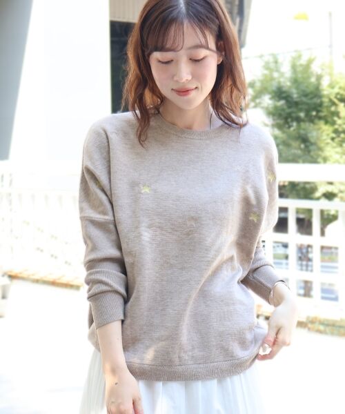 le.coeur blanc / ルクールブラン ニット・セーター | 《手洗い可能》スター刺繍ニットプルオーバー | 詳細13