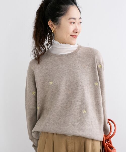 le.coeur blanc / ルクールブラン ニット・セーター | 《手洗い可能》スター刺繍ニットプルオーバー | 詳細2