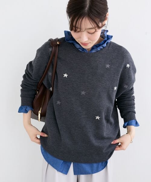le.coeur blanc / ルクールブラン ニット・セーター | 《手洗い可能》スター刺繍ニットプルオーバー | 詳細22