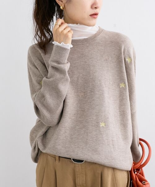 le.coeur blanc / ルクールブラン ニット・セーター | 《手洗い可能》スター刺繍ニットプルオーバー | 詳細3