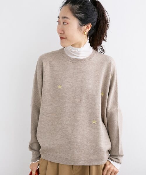 le.coeur blanc / ルクールブラン ニット・セーター | 《手洗い可能》スター刺繍ニットプルオーバー | 詳細7