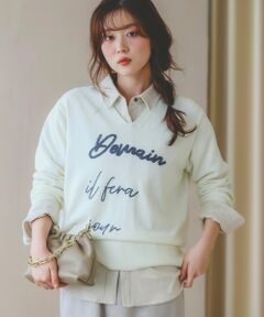 le.coeur blanc / ルクールブラン ニット・セーター | フレーズロゴ刺繍Vネックニット