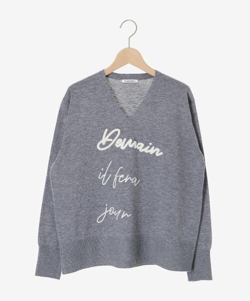 le.coeur blanc / ルクールブラン ニット・セーター | フレーズロゴ刺繍Vネックニット | 詳細1