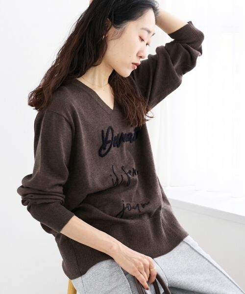 le.coeur blanc / ルクールブラン ニット・セーター | フレーズロゴ刺繍Vネックニット | 詳細15