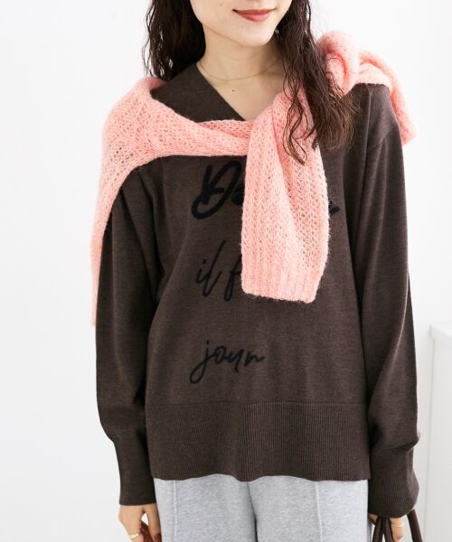 le.coeur blanc / ルクールブラン ニット・セーター | フレーズロゴ刺繍Vネックニット | 詳細16
