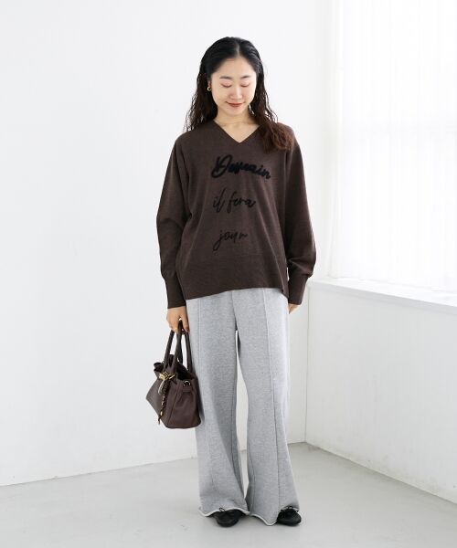 le.coeur blanc / ルクールブラン ニット・セーター | フレーズロゴ刺繍Vネックニット | 詳細19