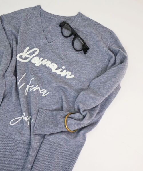 le.coeur blanc / ルクールブラン ニット・セーター | フレーズロゴ刺繍Vネックニット | 詳細2