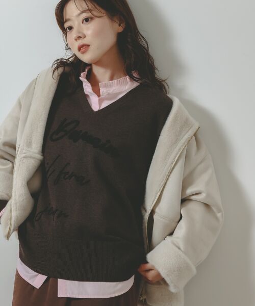 le.coeur blanc / ルクールブラン ニット・セーター | フレーズロゴ刺繍Vネックニット | 詳細27