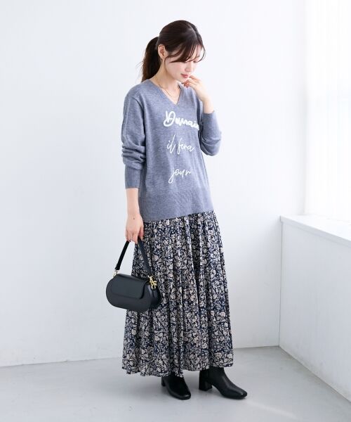 le.coeur blanc / ルクールブラン ニット・セーター | フレーズロゴ刺繍Vネックニット | 詳細8