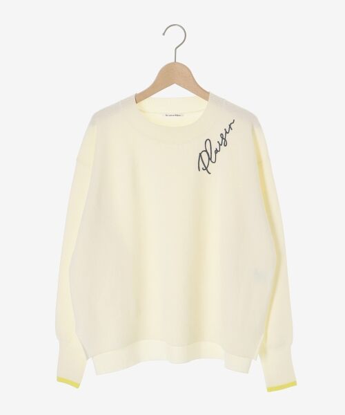 le.coeur blanc / ルクールブラン ニット・セーター | 《手洗い可能》ネック刺繍クルーネックニット | 詳細1