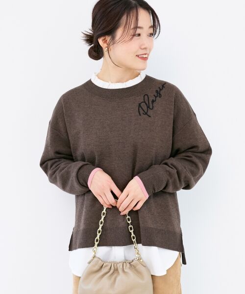 le.coeur blanc / ルクールブラン ニット・セーター | 《手洗い可能》ネック刺繍クルーネックニット | 詳細12