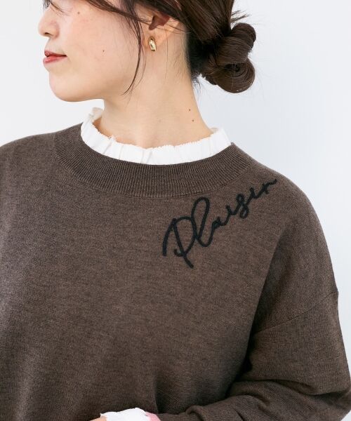 le.coeur blanc / ルクールブラン ニット・セーター | 《手洗い可能》ネック刺繍クルーネックニット | 詳細13