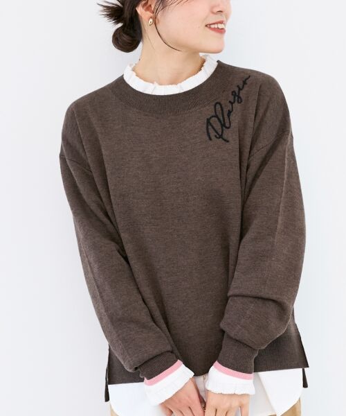 le.coeur blanc / ルクールブラン ニット・セーター | 《手洗い可能》ネック刺繍クルーネックニット | 詳細15