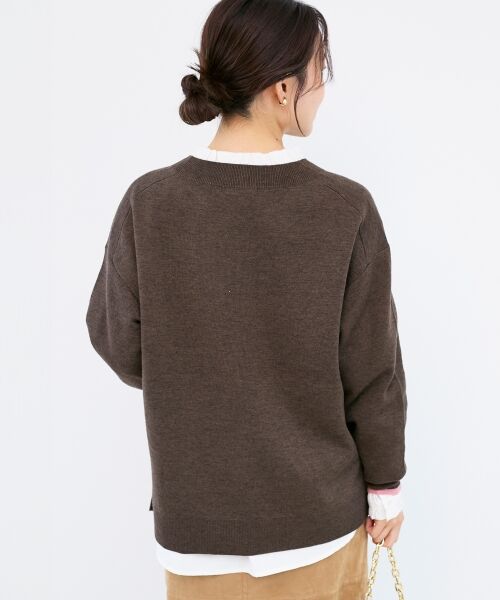 le.coeur blanc / ルクールブラン ニット・セーター | 《手洗い可能》ネック刺繍クルーネックニット | 詳細17