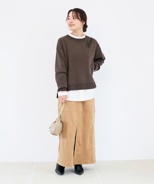 le.coeur blanc / ルクールブラン ニット・セーター | 《手洗い可能》ネック刺繍クルーネックニット | 詳細18