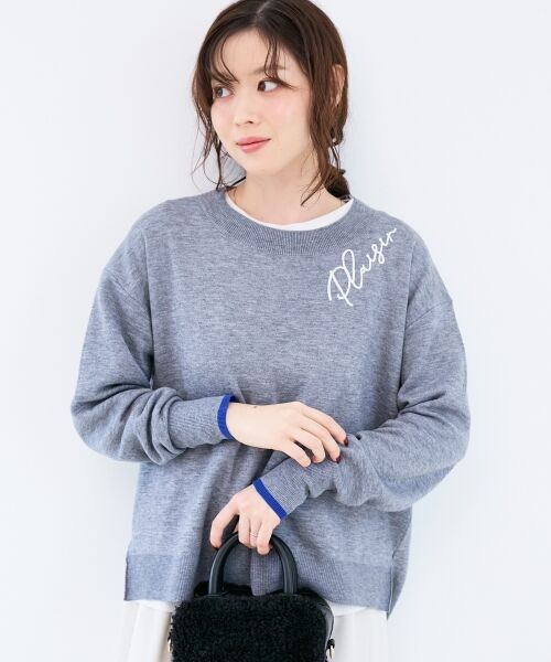 le.coeur blanc / ルクールブラン ニット・セーター | 《手洗い可能》ネック刺繍クルーネックニット | 詳細24