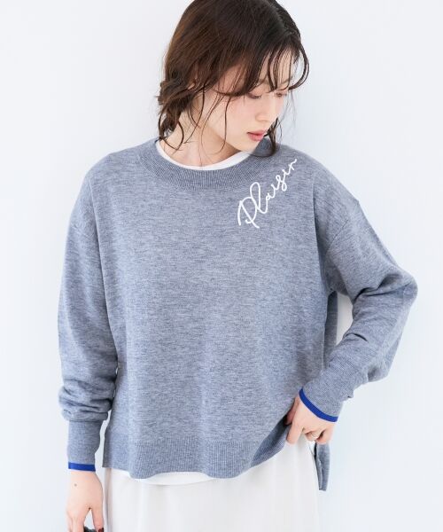 le.coeur blanc / ルクールブラン ニット・セーター | 《手洗い可能》ネック刺繍クルーネックニット | 詳細25