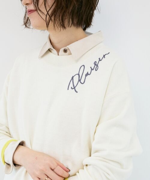 le.coeur blanc / ルクールブラン ニット・セーター | 《手洗い可能》ネック刺繍クルーネックニット | 詳細5