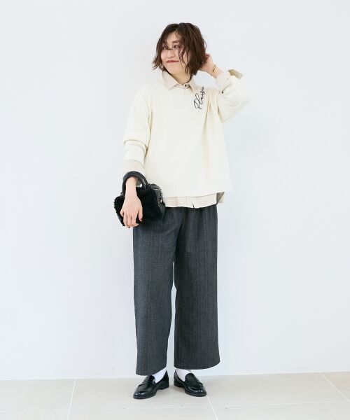 le.coeur blanc / ルクールブラン ニット・セーター | 《手洗い可能》ネック刺繍クルーネックニット | 詳細9