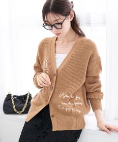 le.coeur blanc / ルクールブラン カーディガン・ボレロ | メッセージ刺繍Vカーディガン