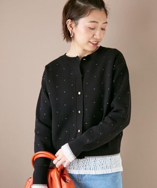 le.coeur blanc / ルクールブラン カーディガン・ボレロ | 《手洗い可能》ラメドットジャガードカーディガン | 詳細12