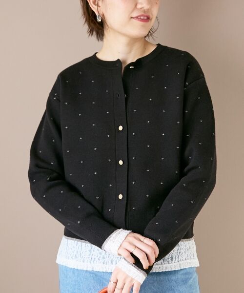 le.coeur blanc / ルクールブラン カーディガン・ボレロ | 《手洗い可能》ラメドットジャガードカーディガン | 詳細13