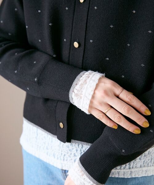 le.coeur blanc / ルクールブラン カーディガン・ボレロ | 《手洗い可能》ラメドットジャガードカーディガン | 詳細14
