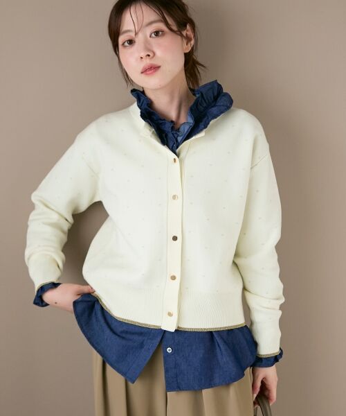 le.coeur blanc / ルクールブラン カーディガン・ボレロ | 《手洗い可能》ラメドットジャガードカーディガン | 詳細3