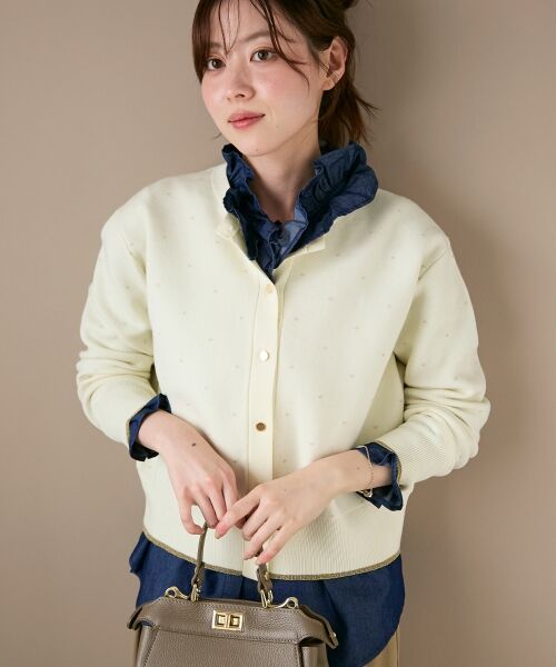 le.coeur blanc / ルクールブラン カーディガン・ボレロ | 《手洗い可能》ラメドットジャガードカーディガン | 詳細4