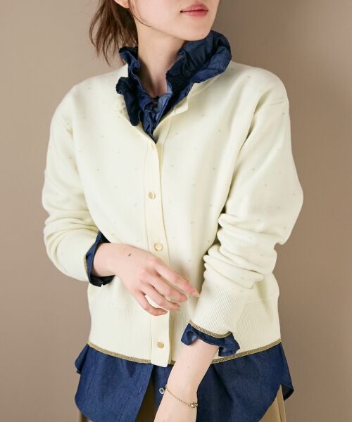 le.coeur blanc / ルクールブラン カーディガン・ボレロ | 《手洗い可能》ラメドットジャガードカーディガン | 詳細5