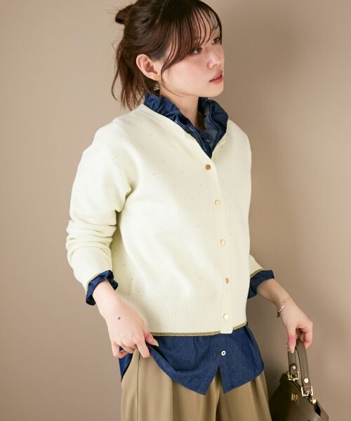 le.coeur blanc / ルクールブラン カーディガン・ボレロ | 《手洗い可能》ラメドットジャガードカーディガン | 詳細6