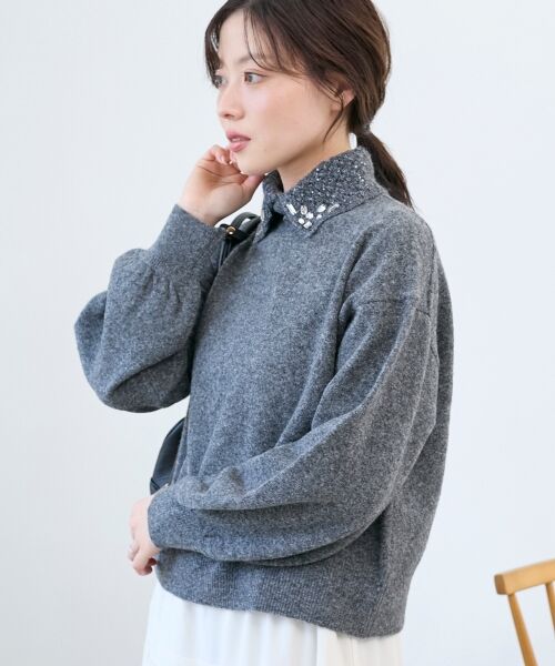 le.coeur blanc / ルクールブラン ニット・セーター | 2wayスパンコール襟ニット | 詳細5