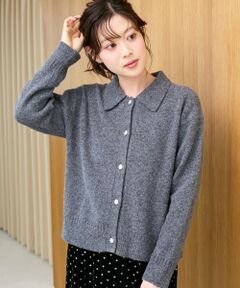 le.coeur blanc / ルクールブラン カーディガン・ボレロ | 襟ツキビジューボタンカーディガン