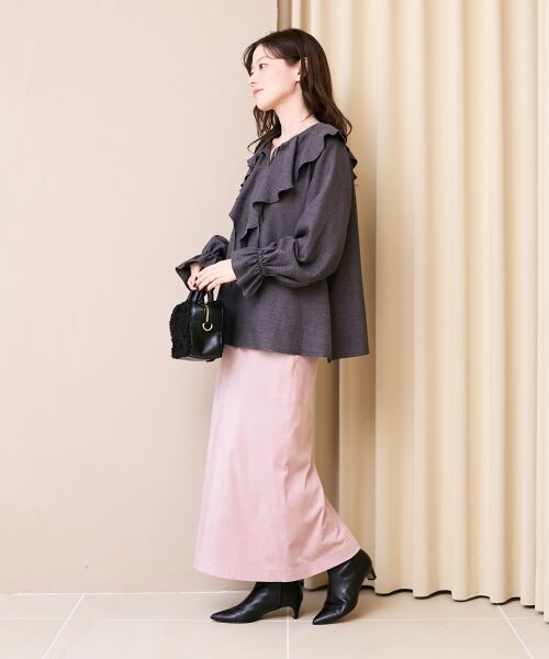 le.coeur blanc / ルクールブラン ロング・マキシ丈スカート | リバーフェイクスエードタイトスカート | 詳細14