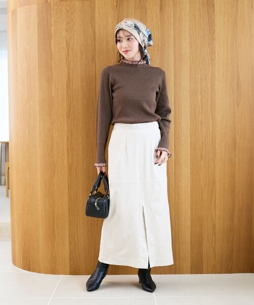 le.coeur blanc / ルクールブラン ロング・マキシ丈スカート | リバーフェイクスエードタイトスカート | 詳細3