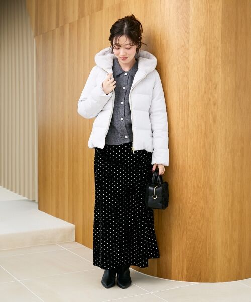 le.coeur blanc / ルクールブラン ロング・マキシ丈スカート | グリッタードットベロアナロースカート | 詳細10