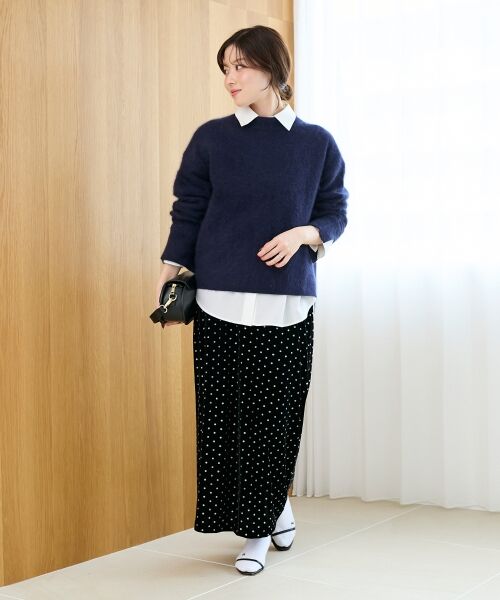 le.coeur blanc / ルクールブラン ロング・マキシ丈スカート | グリッタードットベロアナロースカート | 詳細12