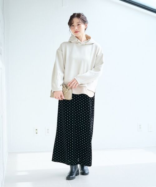 le.coeur blanc / ルクールブラン ロング・マキシ丈スカート | グリッタードットベロアナロースカート | 詳細14