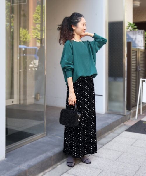 le.coeur blanc / ルクールブラン ロング・マキシ丈スカート | グリッタードットベロアナロースカート | 詳細17