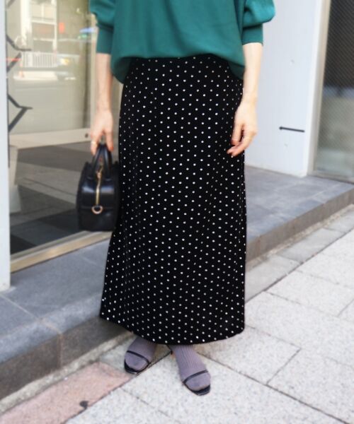le.coeur blanc / ルクールブラン ロング・マキシ丈スカート | グリッタードットベロアナロースカート | 詳細19