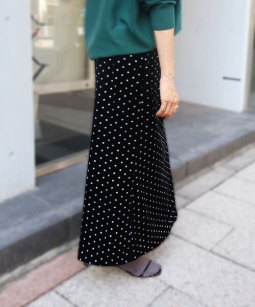le.coeur blanc / ルクールブラン ロング・マキシ丈スカート | グリッタードットベロアナロースカート | 詳細20