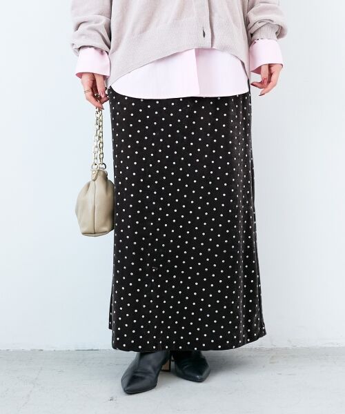 le.coeur blanc / ルクールブラン ロング・マキシ丈スカート | グリッタードットベロアナロースカート | 詳細30
