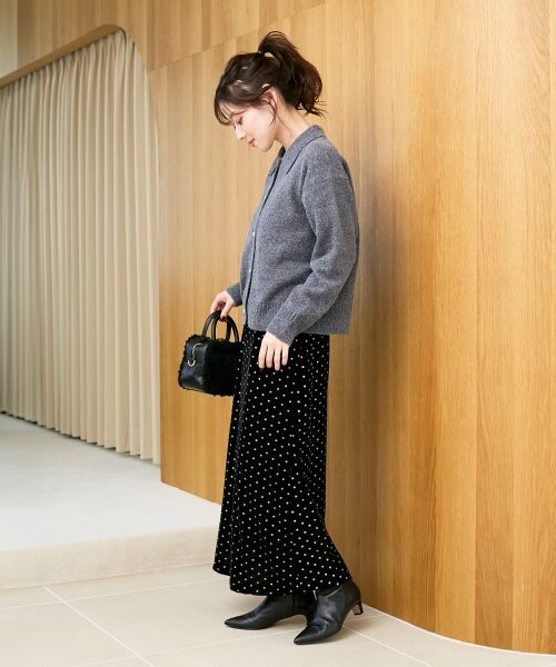 le.coeur blanc / ルクールブラン ロング・マキシ丈スカート | グリッタードットベロアナロースカート | 詳細4