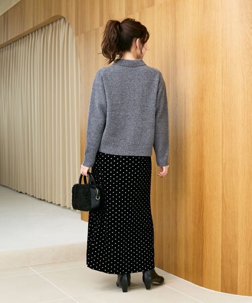 le.coeur blanc / ルクールブラン ロング・マキシ丈スカート | グリッタードットベロアナロースカート | 詳細5