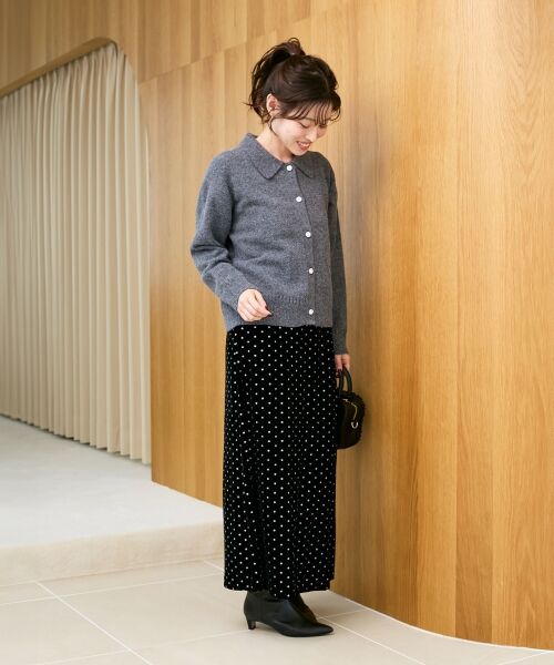 le.coeur blanc / ルクールブラン ロング・マキシ丈スカート | グリッタードットベロアナロースカート | 詳細6