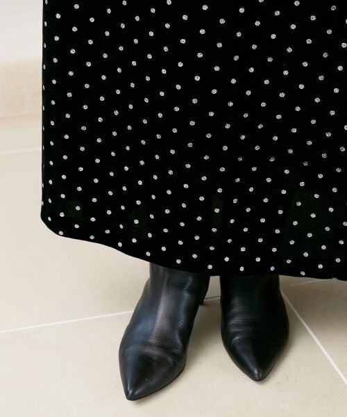 le.coeur blanc / ルクールブラン ロング・マキシ丈スカート | グリッタードットベロアナロースカート | 詳細8