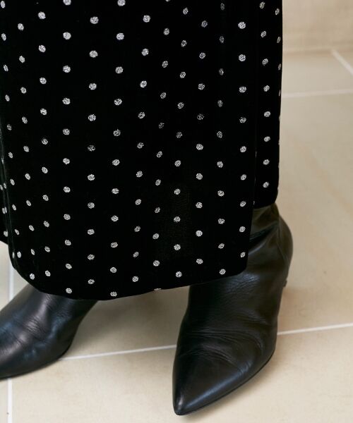 le.coeur blanc / ルクールブラン ロング・マキシ丈スカート | グリッタードットベロアナロースカート | 詳細9