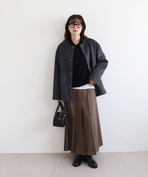 le.coeur blanc / ルクールブラン ロング・マキシ丈スカート | グレンチェックフロントプリーツスカート | 詳細10