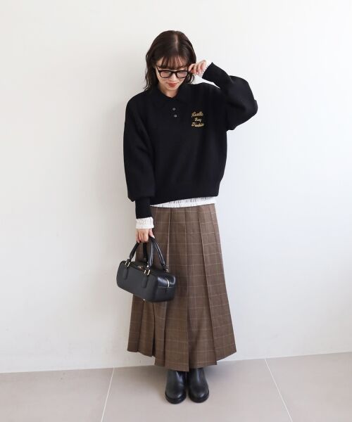 le.coeur blanc / ルクールブラン ロング・マキシ丈スカート | グレンチェックフロントプリーツスカート | 詳細11